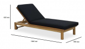 Шезлонг-лежак деревянный с матрасом Tagliamento Southbank тик, ткань натуральный, черный Фото 2