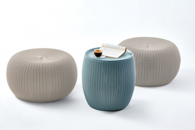 Пуф пластиковый Keter Cozy seat/puff пластик с имитацией плетения карамельно-бежевый Фото 2