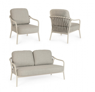 Комплект металлической лаунж мебели Garden Relax Edvige алюминий, роуп, олефин бежевый Фото 5