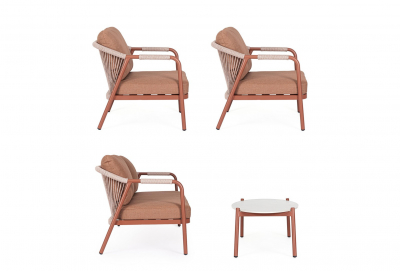 Комплект металлической лаунж мебели Garden Relax Miravet алюминий, роуп, ткань, натуральный камень медный Фото 6