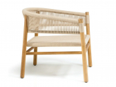 Кресло лаунж деревянное плетеное Ethimo Kilt тик, роуп натуральный тик, песочный Фото 4