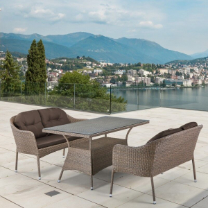 Комплект плетеной мебели Afina T198B/S54B-W56 Light Brown искусственный ротанг, сталь светло-коричневый Фото 2