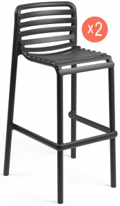 Комплект пластиковых барных стульев Nardi Doga Stool Set 2 стеклопластик антрацит Фото 1