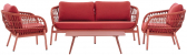 Комплект лаунж мебели Grattoni Elba Rope алюминий, роуп, олефин красный Фото 1