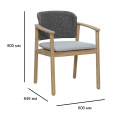 Кресло деревянное с подушкой Tagliamento Freeport акация, роуп, ткань песочный, угольный, серый Фото 2