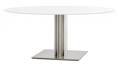Стол ламинированный PEDRALI Inox Table нержавеющая сталь, компакт-ламинат HPL матовый стальной, белый Фото 1