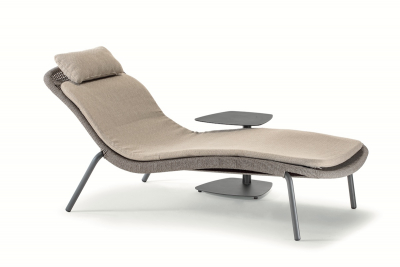 Лежак плетеный Grattoni Leaf алюминий, роуп, олефин антрацит, коричневый, песочный Фото 5