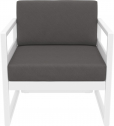Кресло пластиковое с подушками Siesta Contract Mykonos стеклопластик, полиэстер белый, темно-серый Фото 5