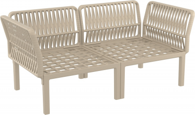 Диван пластиковый двухместный с подушками Siesta Contract Portofino Lounge стеклопластик, полипропилен, полиэстер бежевый, светло-коричневый Фото 11