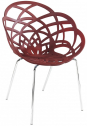 Кресло пластиковое PAPATYA Flora-ML сталь, поликарбонат хромированный, кирпично-красный матовый Фото 1