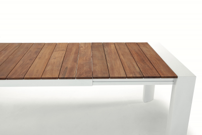 Стол деревянный раздвижной Grattoni Top алюминий, тик белый, натуральный Фото 7