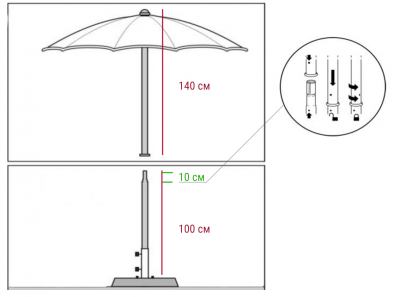 Зонт пляжный профессиональный Ø2 м Magnani Cezanne алюминий, Tempotest Para Фото 2