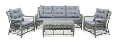 Кресло плетеное с подушками ReeHouse Impero алюминий, искусственный ротанг, олефин лунный свет, серый Фото 6