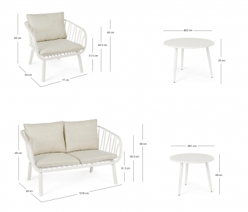 Комплект лаунж мебели Garden Relax Nixie сталь, полипропилен, полиэстер белый Фото 2