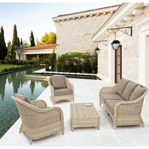 Диван плетеный трехместный Garden Relax Aditya алюминий, искусственный ротанг бежевый Фото 6