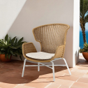 Кресло лаунж плетеное с подушкой Grattoni Ocean алюминий, искусственный ротанг, олефин белый, натуральный, бежевый Фото 5