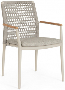 Кресло плетеное с подушкой Garden Relax Maddox алюминий, тик, роуп, олефин пеликан Фото 1