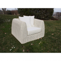 Кресло плетеное RosaDesign Cactus алюминий, искусственный ротанг, ткань белый Фото 6