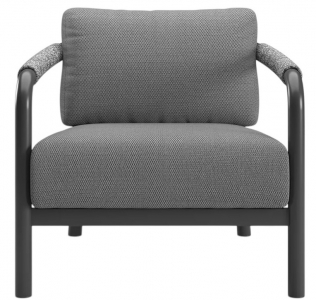 Кресло плетеное мягкое SNOC Lorvain Nightfall алюминий, роуп, олефин черный, серый Фото 1