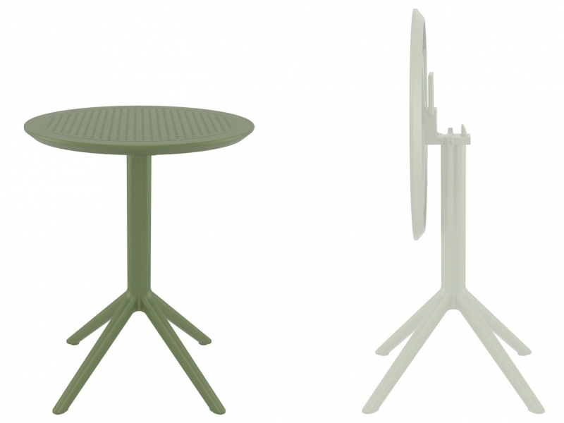 Стол пластиковый складной Sky Folding Table 60, оливковый, 600х740 мм