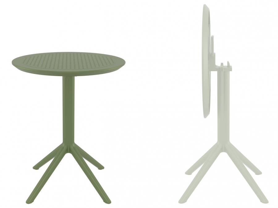 Стол пластиковый складной Sky Folding Table 60, оливковый, 600х740 мм