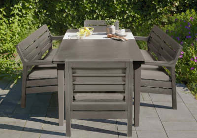 Комплект пластиковой мебели Keter Delano set with Lima table 160 полипропилен капучино, песочный Фото 3