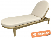 Шезлонг-лежак деревянный с матрасом Tagliamento Pill акация, ткань светлый тик, бежевый Фото 1