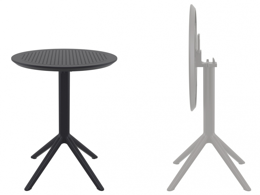 Стол пластиковый складной Sky Folding Table Ø60, черный, Ø600х740 мм