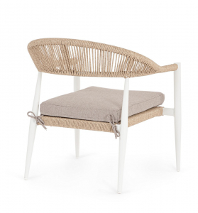 Кресло лаунж плетеное с подушкой Garden Relax Jandia алюминий, роуп, полиэстер белый, бежевый Фото 8