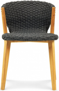 Стул деревянный с обивкой Ethimo Knit тик, роуп тик, серый Фото 4