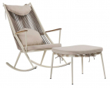 Кресло-качалка плетеное с пуфом GARDENIUS X-Type алюминий, роуп, ткань M113, OV-21, K109 Фото 1