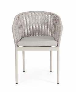 Кресло плетеное с подушкой Garden Relax Salines алюминий, роуп, олефин бежевый Фото 5