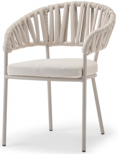 Кресло плетеное с подушкой Grattoni Victory алюминий, роуп, олефин песочный, конопляный Фото 1