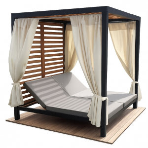 Шатер металлический с лежаками и навесом ReeHouse Costa Bravo Wood алюминий, полиэстер Фото 1