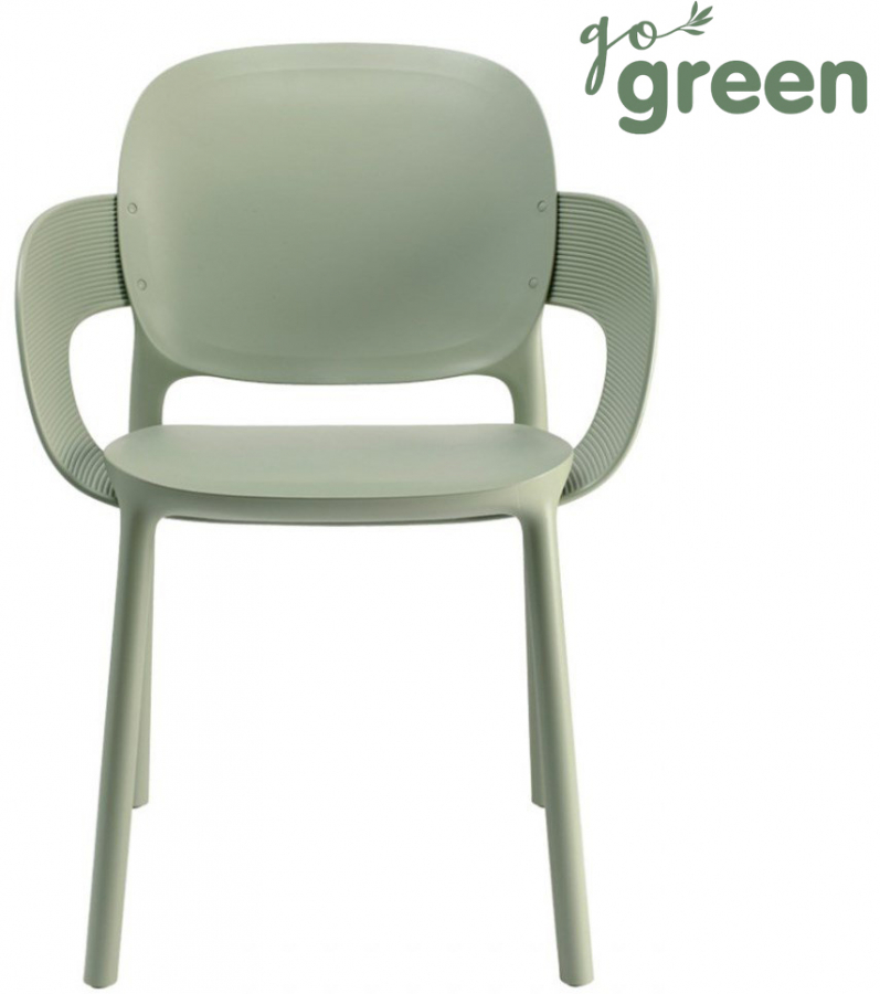 Кресло пластиковое Hug Go Green, зеленый шалфей