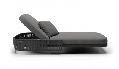 Лаунж-лежак плетеный SNOC Miura Nightfall алюминий, роуп, олефин черный Фото 4