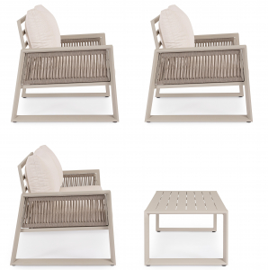 Комплект металлической лаунж мебели Garden Relax Captiva алюминий, роуп, ткань бежевый Фото 7