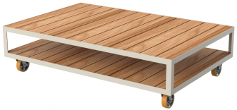 Столик деревянный кофейный на колесах-thumbs-Фото1