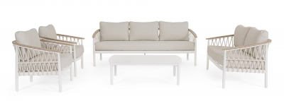 Диван трехместный с подушками Garden Relax Fenix алюминий, роуп, олефин белый Фото 6