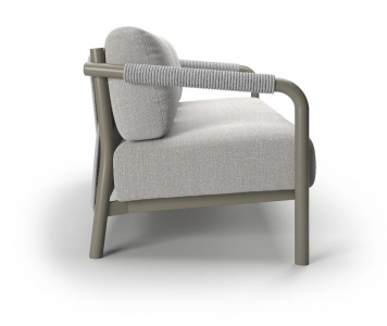 Диван трехместный с подушками SNOC Lorvain Silver алюминий, роуп, олефин серебряный, светло-серый Фото 4