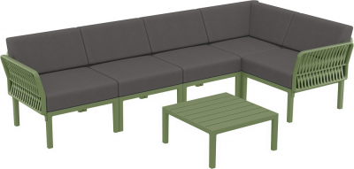 Комплект пластиковой мебели Siesta Contract Portofino Lounge Corner стеклопластик, полипропилен, полиэстер оливковый, темно-серый Фото 1