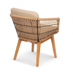 Кресло плетеное с подушками ReeHouse Letto 2я ТР алюминий, ясень, искусственный ротанг, олефин американский орех, капучино Фото 5