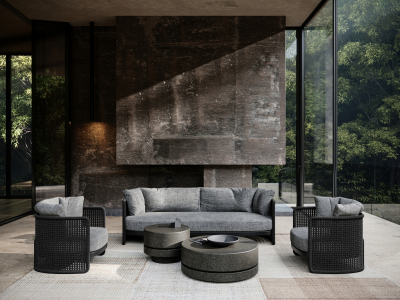 Кресло плетеное с подушкой SNOC Miura Nightfall алюминий, роуп, олефин черный Фото 7