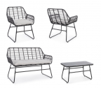 Комплект плетеной лаунж мебели Garden Relax Burrel сталь, искусственный ротанг, полиэстер, стекло черный, серый Фото 4