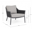 Лаунж-кресло плетеное с подушкой Garden Relax Everly алюминий, роуп, олефин антрацит, серый Фото 2