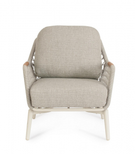 Кресло лаунж плетеное с подушками Garden Relax Eulero алюминий, тик, роуп, олефин пеликан Фото 4