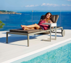 Шезлонг-лежак с обивкой Cane-line Conic алюминий, акрил светло-серый Фото 5