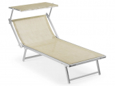 Шезлонг-лежак текстиленовый с козырьком Crema Ulisse VIP алюминий, текстилен Фото 1