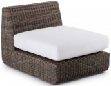 Модуль центральный плетеный с подушкой Unopiu Agorà алюминий, искусственный ротанг, акрил тропический коричневый, белый Фото 1