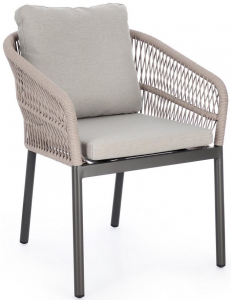 Кресло плетеное с подушками Garden Relax Galdana алюминий, роуп, полипропилен угольный, хаки Фото 1
